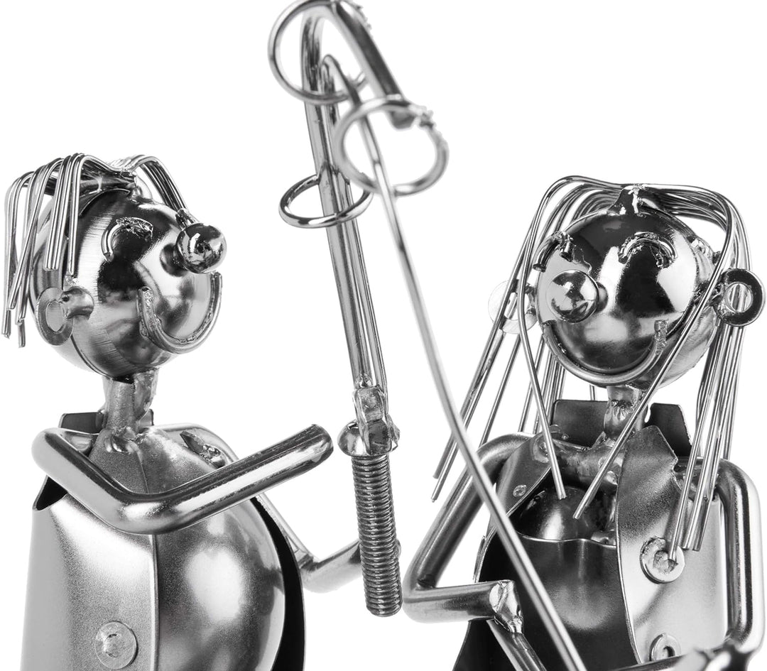 Brubaker Flaschenhalter Fischerpaar Metall Skulptur mit