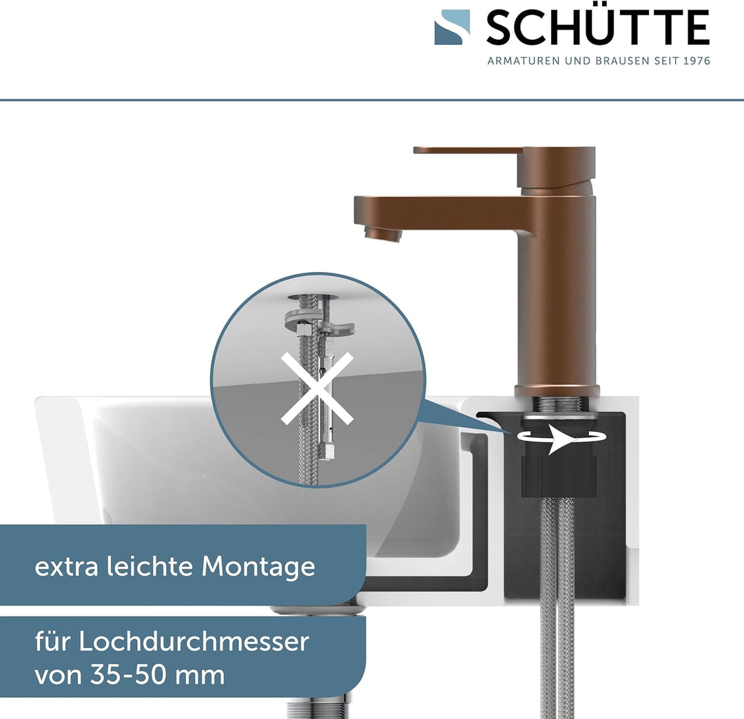 Waschtischarmatur ELEPHANT, Badarmatur, Einhebelmischer mit Ablaufgarnitur, Kupfer, Kupfer