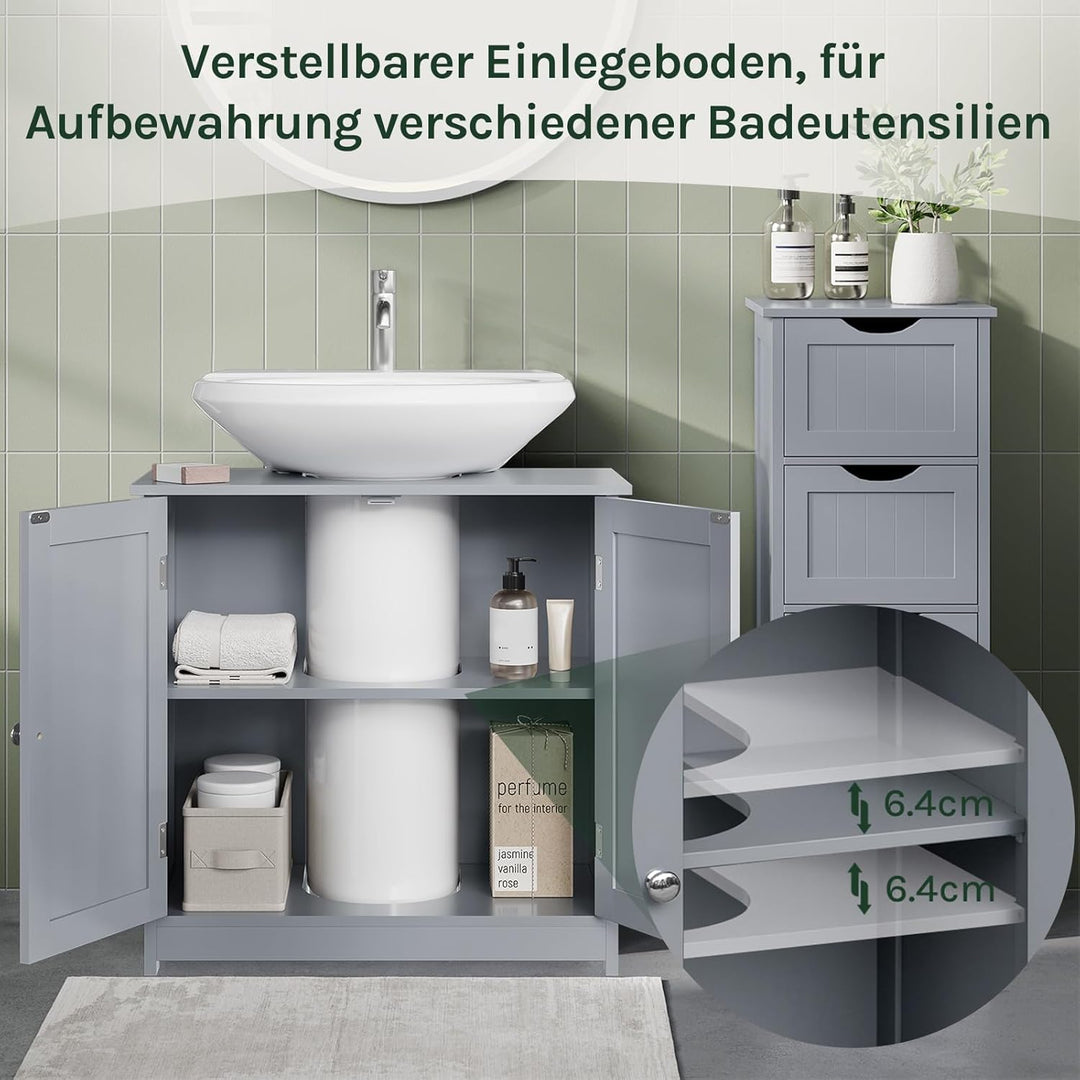 WOLTU Waschbeckenunterschrank, Unterschrank, Badezimmerschrank mit 2 Türen, Badschrank Badregal Wasc
