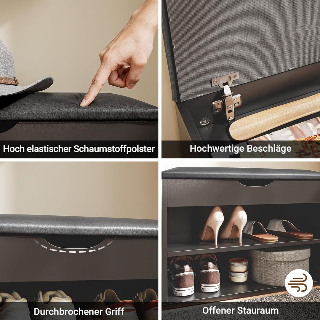 SoBuy Schuhbank mit Sitzfläche, Schuhregal mit Sitzbank, Schuhbank mit Stauraum 3-in-1, für Kleine W