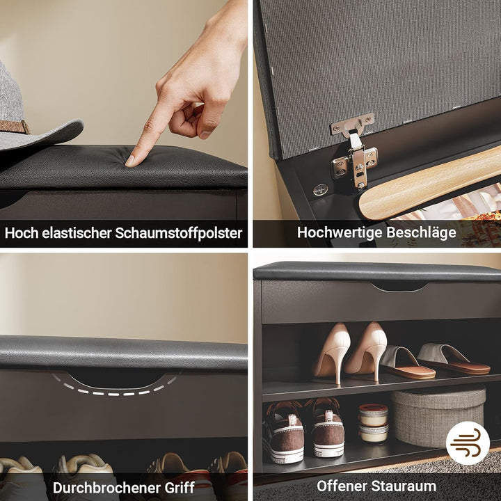 SoBuy Schuhbank mit Sitzfläche, Schuhregal mit Sitzbank, Schuhbank mit Stauraum 3-in-1, für Kleine W