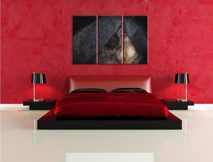 Pixxprint Süsser Lustiger Mobs Decke Kunst Pinsel Effekt 3-Teiler Leinwandbild 120x80 Bild auf Leinw