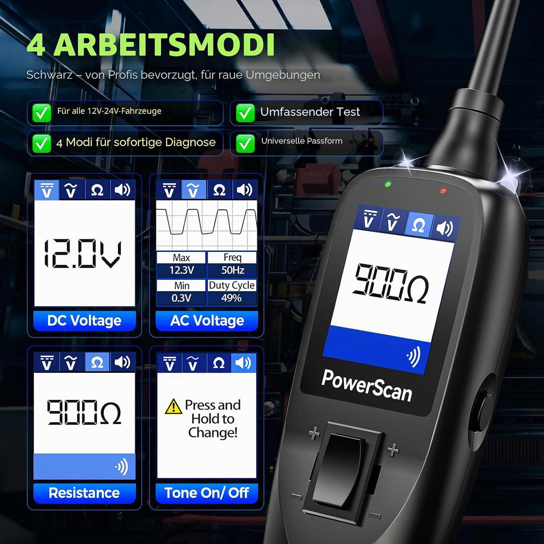Autel PowerScan PS100 Stromkreistester, Sonde für Schaltkreise, Stromversorgung für Auto 12V-24V, Le