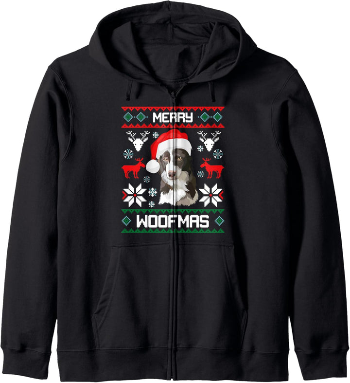 Border Collie - Merry Woofmas Hund Weihnachten Xmas X-Mas Kapuzenjacke