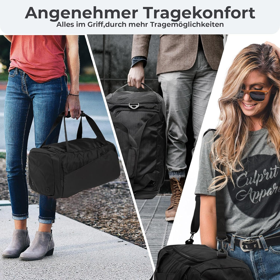 achilles Sporttasche mit Schuhfach, Fitness-Tasche, Trainingstasche, Gym-Bag, Reisetasche, Schwarz,