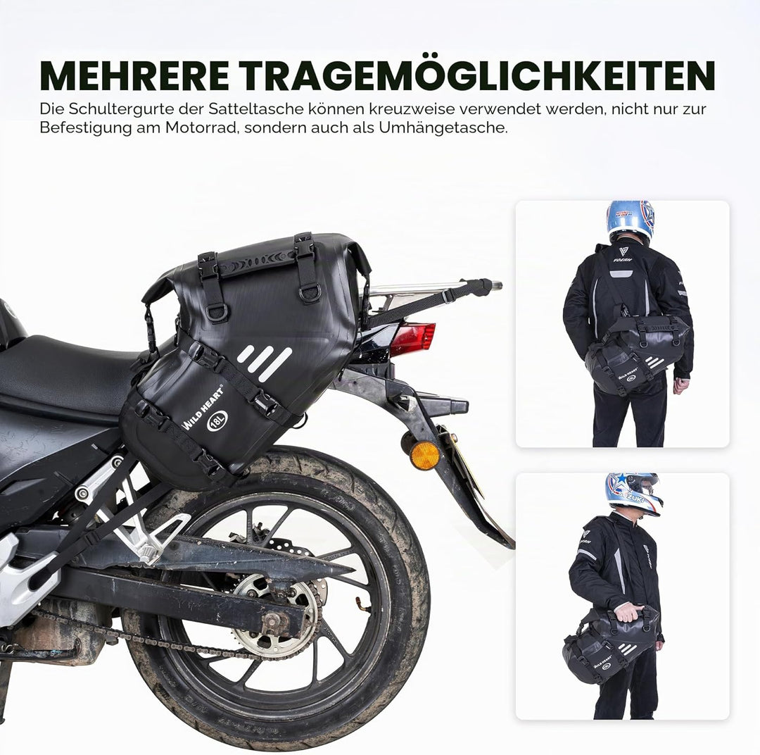 WILD HEART Motorrad Satteltaschen Wasserdicht 36L (18L* 2) Motorrad Seite Satteltaschen Gepäcktasche