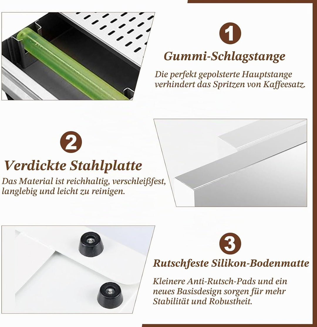 Kaffeesatz Abschlagbehälter, Sudschublade für Kaffeesatz, 36 x 28 x 10 cm Kaffee Abklopfbehälter, Su