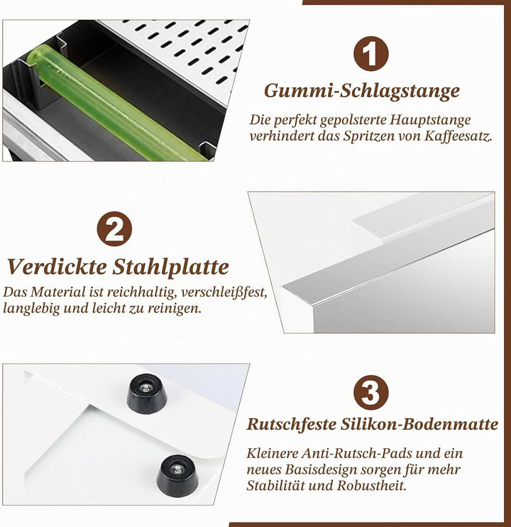 Kaffeesatz Abschlagbehälter, Sudschublade für Kaffeesatz, 36 x 28 x 10 cm Kaffee Abklopfbehälter, Su