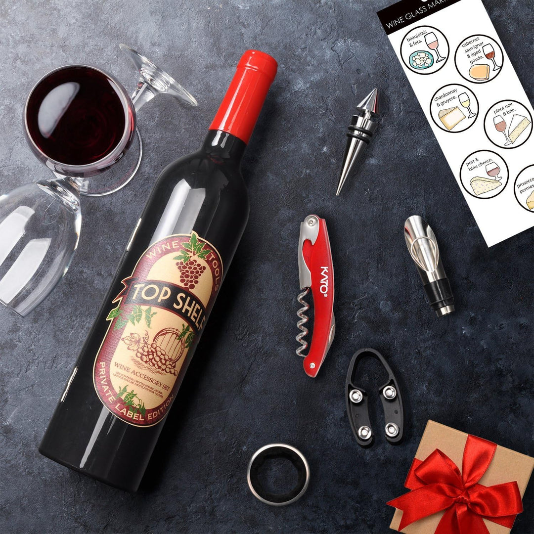 Wine Corkscrew Accessories Set,Wine Bottle Opener Tool Kit with Drink Sticker,The Greatest Party Gif