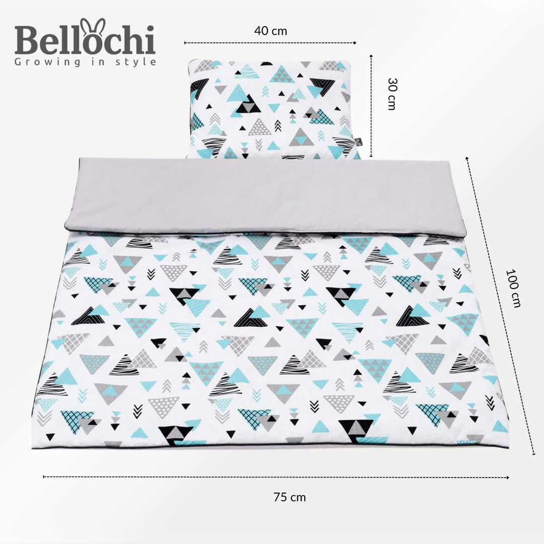 Bellochi Multifunktional Baby Decke Set - Doppelseitig Baby Bettwäsche 75x100 cm und Kissen 30x40cm