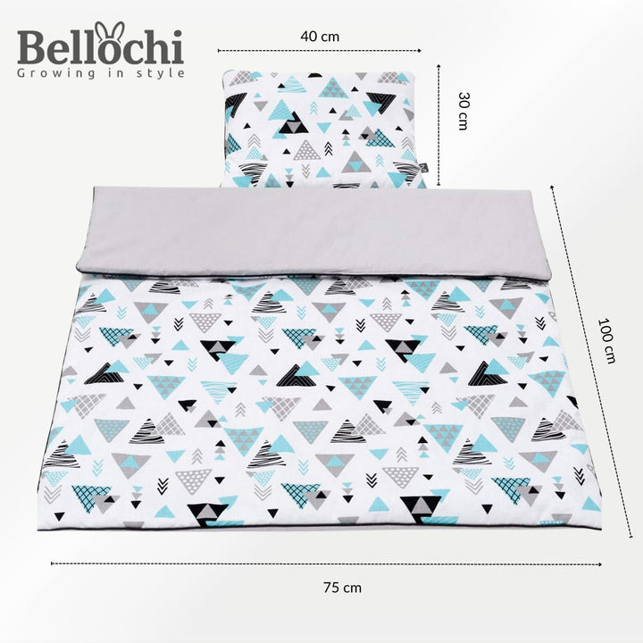 Bellochi Multifunktional Baby Decke Set - Doppelseitig Baby Bettwäsche 75x100 cm und Kissen 30x40cm