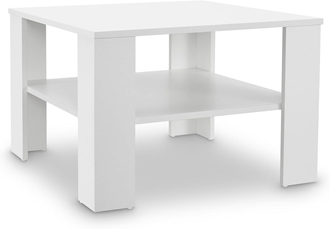 Juskys Couchtisch mit Ablage 60x60x40 cm - Holz, pflegeleicht, robust - Moderner Beistelltisch für Z