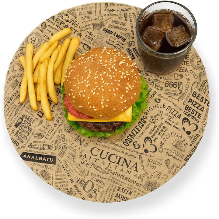 Inoverse Deli Paper Ø 32,5 cm – 500 Blatt Rundes Fettdichtes Pizzapapier & Einschlagpapier – Zeitung