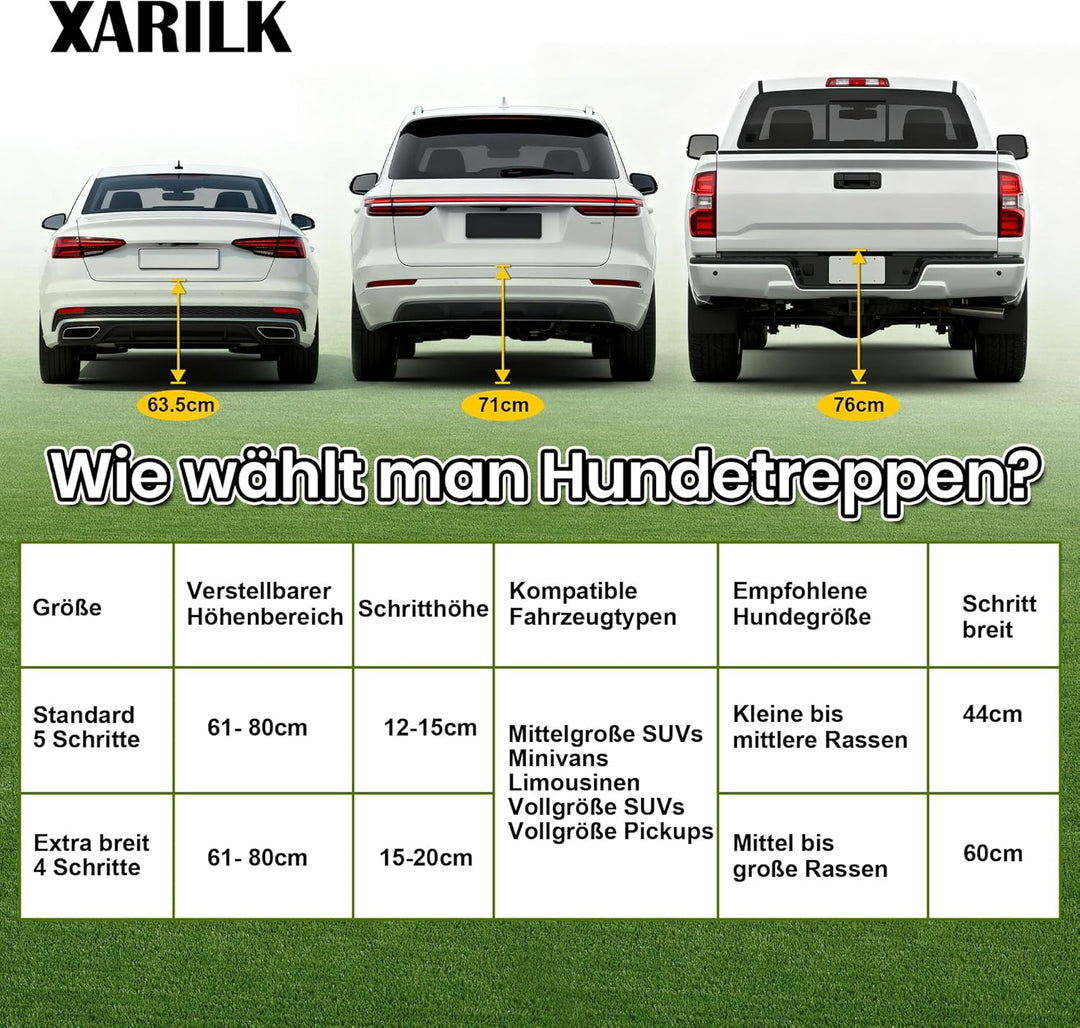 Hundeautorampe - Tragbare 5-stufige Aluminiumtreppe mit Rutschfester Oberfläche, trägt bis zu 110 kg