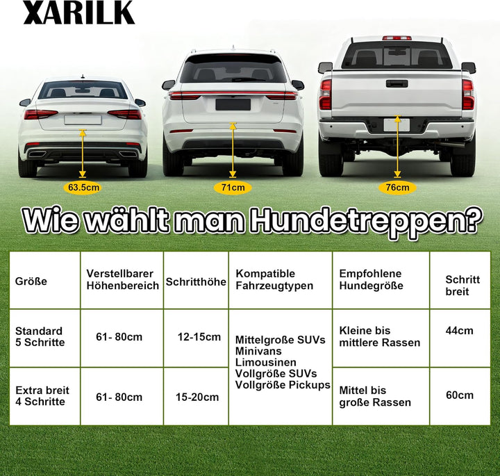 Hundeautorampe - Tragbare 5-stufige Aluminiumtreppe mit Rutschfester Oberfläche, trägt bis zu 110 kg