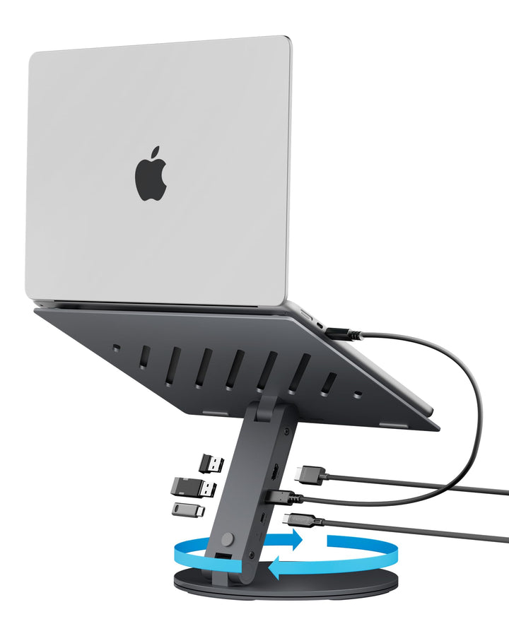 Spigen ArcDock 6-in-1 Laptop Ständer mit Dockingstation【inkl. USB C auf C Kabel】 Ergonomisch, USB A/