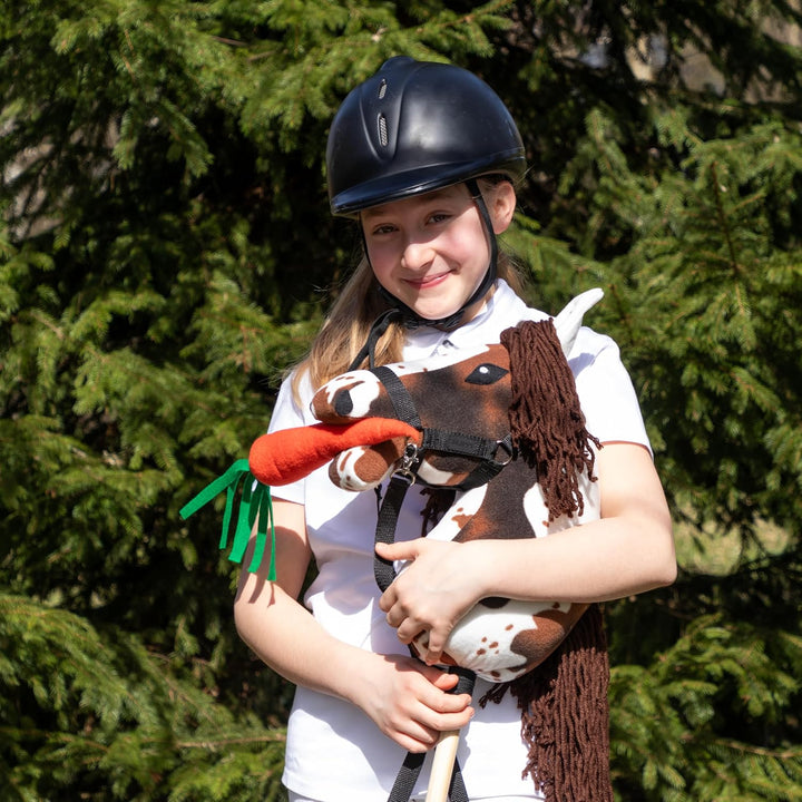 SKIPPI Hobby Horse Braunschecke, Steckenpferd mit Halfter und Zügeln im Set, Schecke Hobby Horsing P