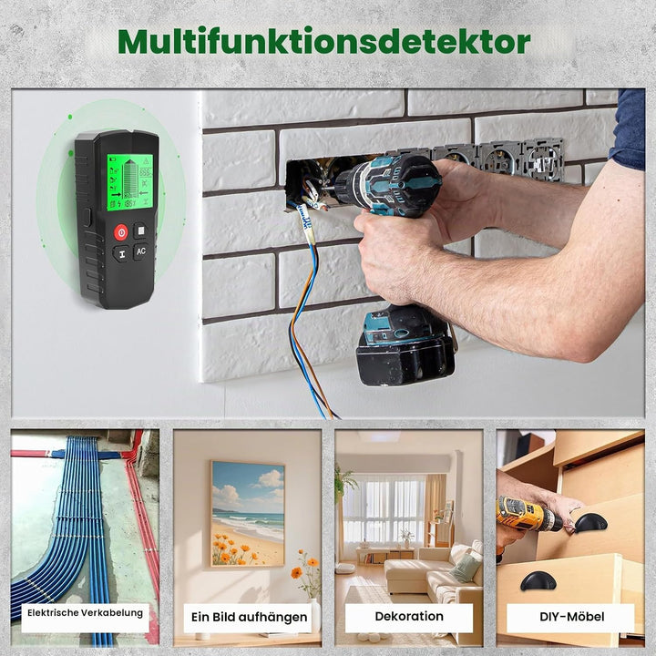 Leitungssucher Ortungsgerät, 5 in 1 Multifunktions Wand Scanner Detektor Stud Finder, Leitungssuchge