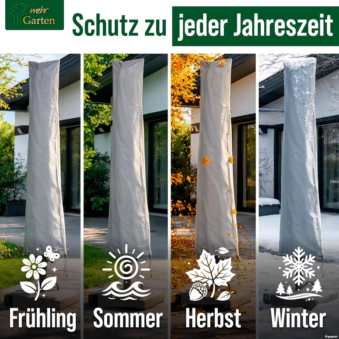 Mehr Garten Sonnenschirm Schutzhülle für runde Schirme bis Ø350cm, eckige bis 260x260cm, grau, Oxfor