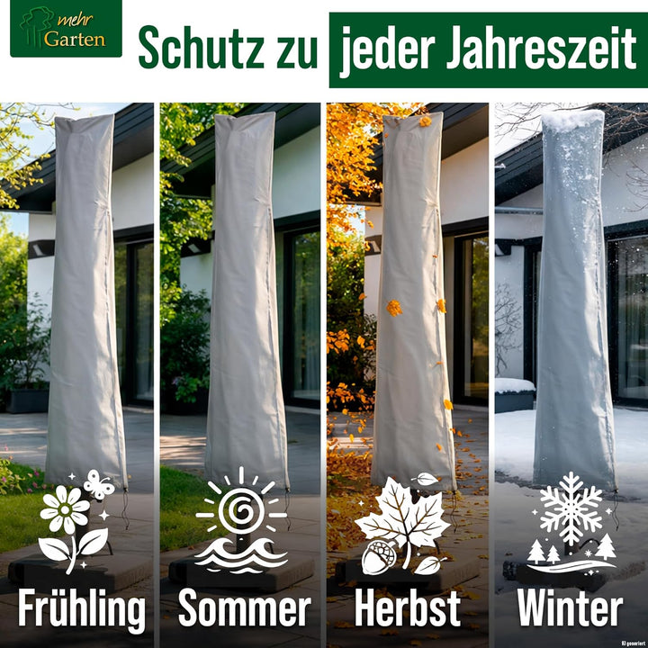 Mehr Garten Sonnenschirm Schutzhülle für runde Schirme bis Ø300cm, eckige bis 230x230cm, grau, Oxfor