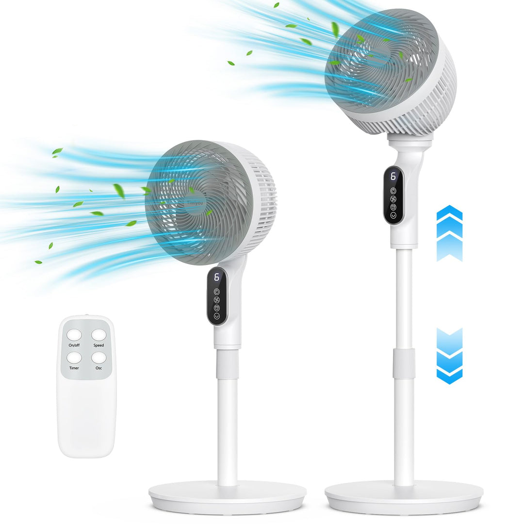 Smart Standventilator 100cm, Ventilator Leise 22dB, Turbo-Luftzirkulator mit 6 Modi, Windabstand 10