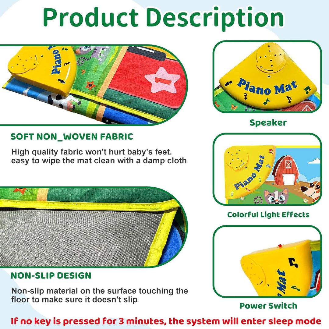 UCAMP Klaviermatte für Kinder,musikmatte Kinder ab 1 Jahr,Grosse Musikmatte mit 10Tiere,kinderspielz
