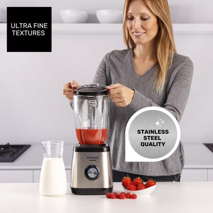 Taurus Standmixer AMAZING | 1500W | 1,5L Fassungsvermögen | 4 Klingen aus rostfreiem Edelstahl | 2 G