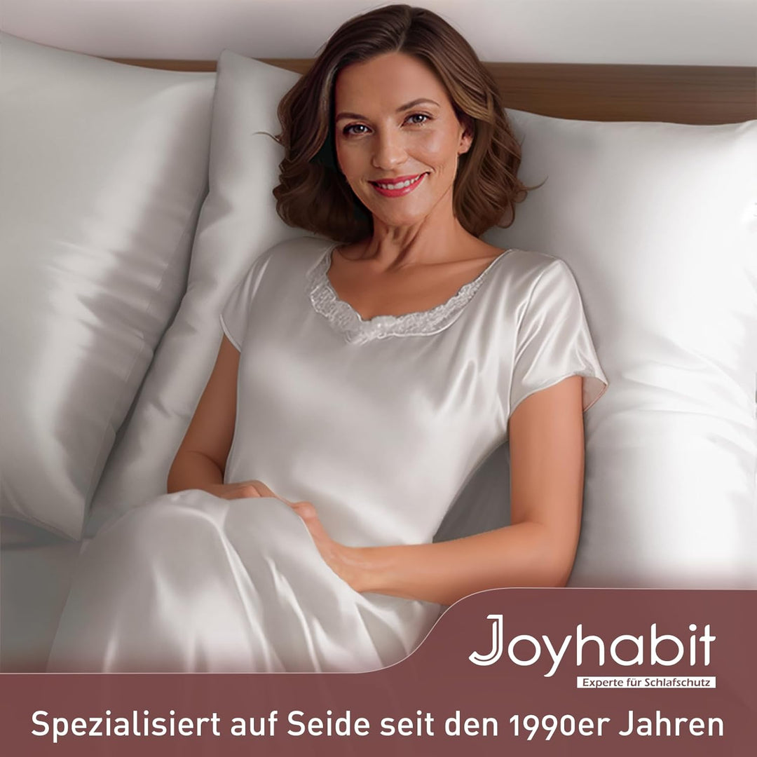 Joyhabit Seidenkissenbezug 80x80, Beige, 16MM Silk Pillowcase aus 100% Bio Maulbeerseide, Super für