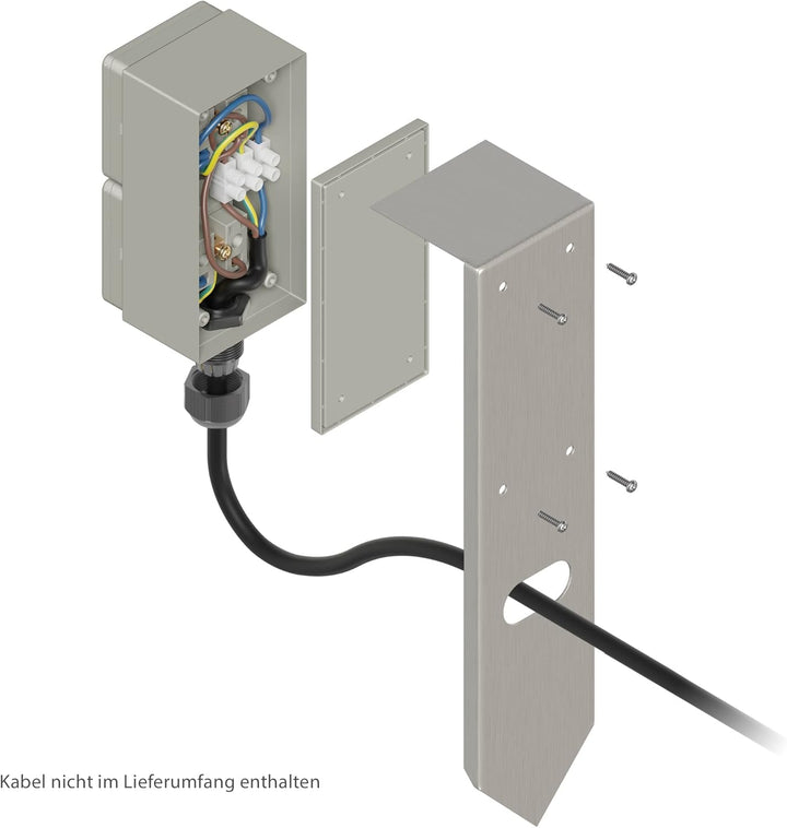 ledscom.de 3 Stück Garten Steckdosensäule PIWI mit Erdspiess für aussen, IP44, 2-Fach, Edelstahl, Ed