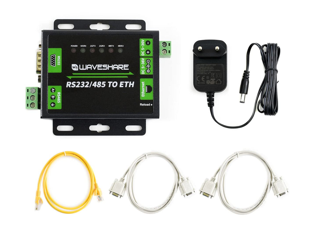 Waveshare Industrial RS232/RS485 to Ethernet Converter Dual Serial Ports TCP Server TCP Client UDP S