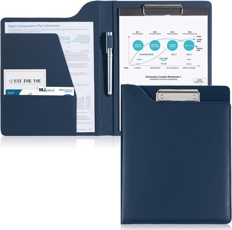ProCase A4 Klemmbrettmappe, Aktenmappe aus PU-Leder, Klemmbrett A4 mit Deckel, Klemmbrettmappe mit D