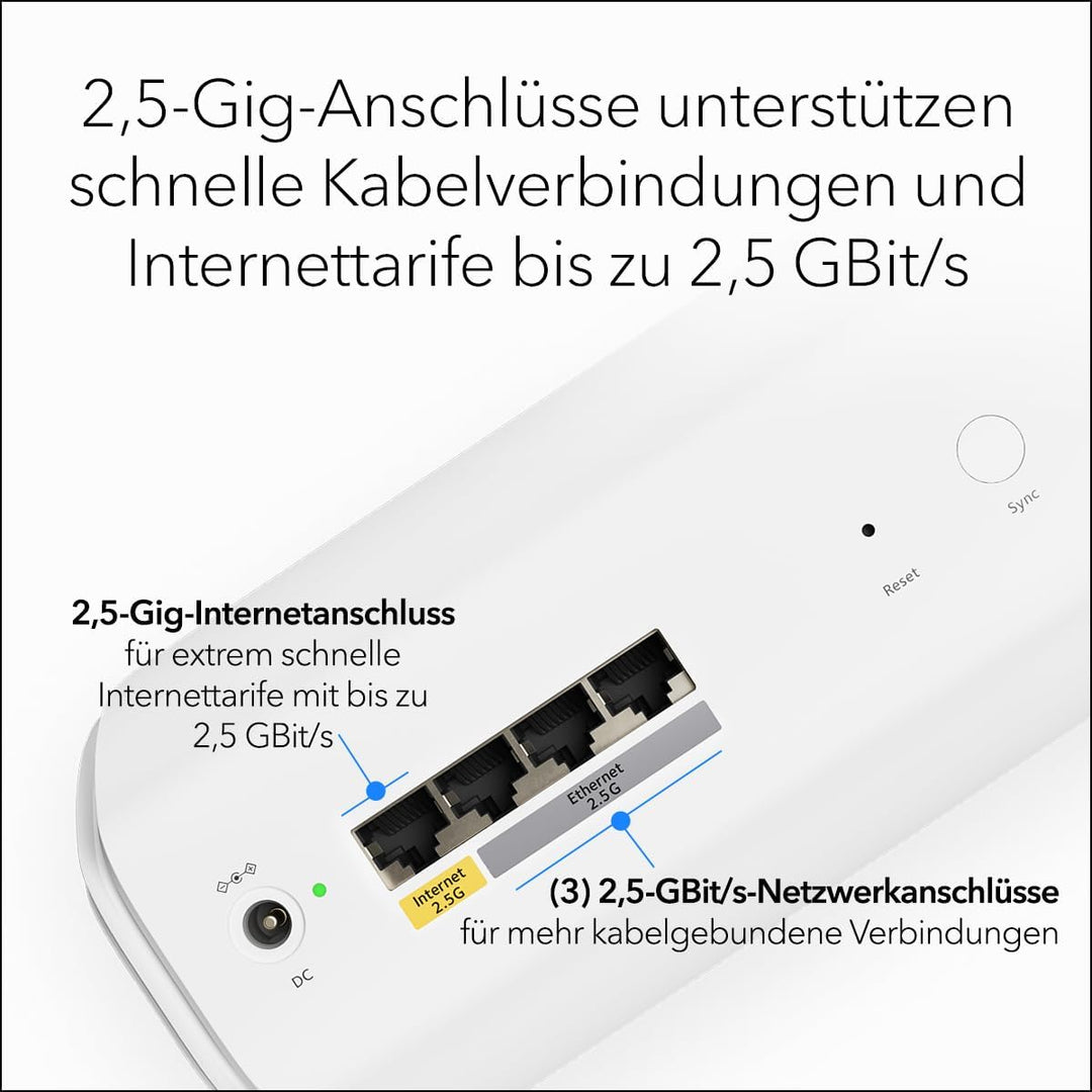 NETGEAR Orbi 770-Serie Tri-Band WiFi 7-Mesh-Netzwerksystem (RBE773) Router mit 2 Satelliten-Repeater