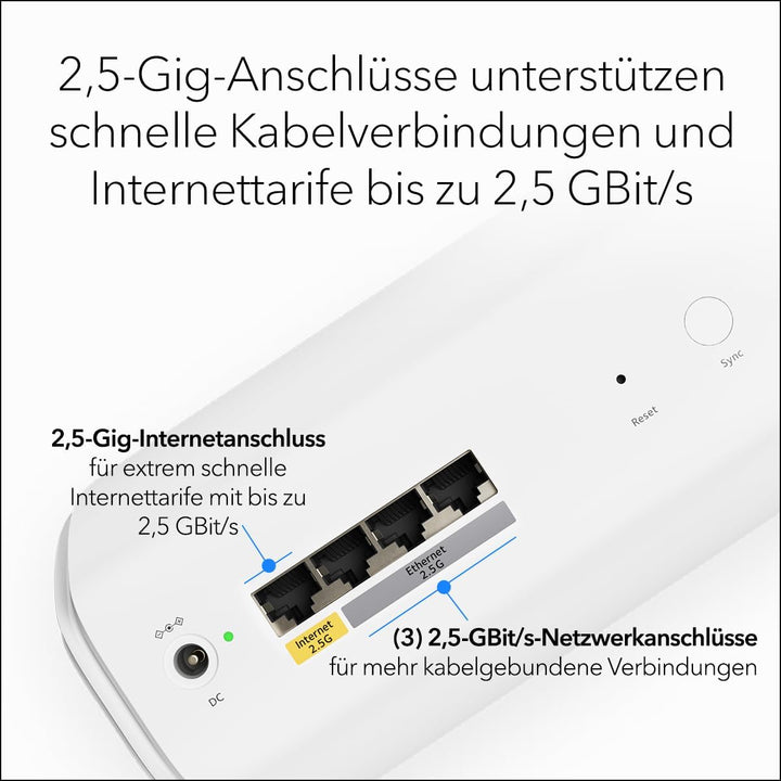 NETGEAR Orbi 770-Serie Tri-Band WiFi 7-Mesh-Netzwerksystem (RBE773) Router mit 2 Satelliten-Repeater