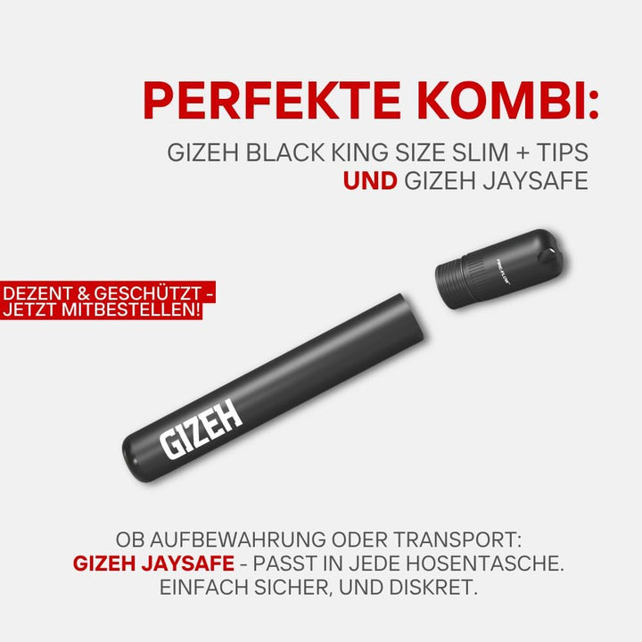GIZEH BLACK® King Size Slim Blättchen zum Selbstdrehen - Packung mit Magnetverschluss, recyclebar -