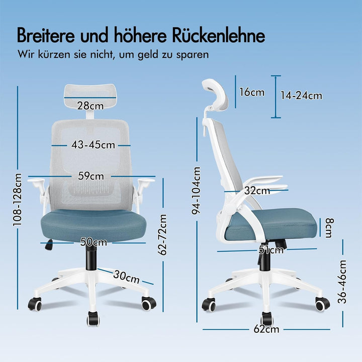ALFORDSON Bürostuhl, Sessel mit Kopfstütze, Computer-Schreibtischstuhl mit Lordosenstütze, Drehstuhl