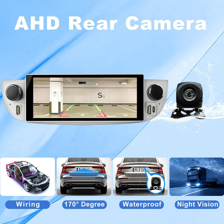 Autoradio für FIAT 500 2007-2015 mit Android Auto und CarPlay Wireless, RDS Car Radio Android 13 Ste