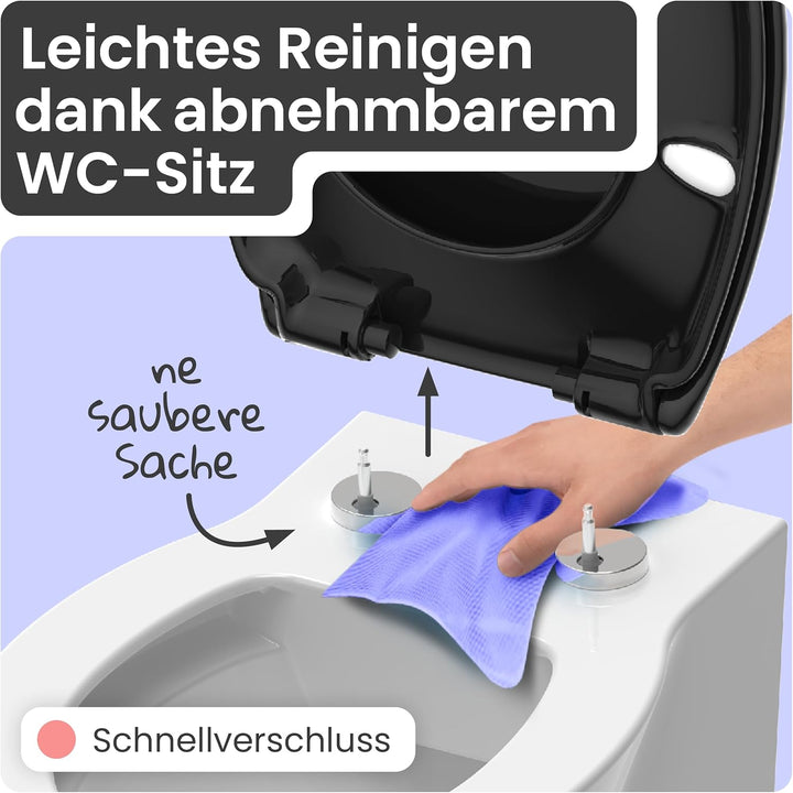 instmaier Toilettendeckel mit Absenkautomatik schwarz | Made in Germany | ovale Form | Toilettensitz