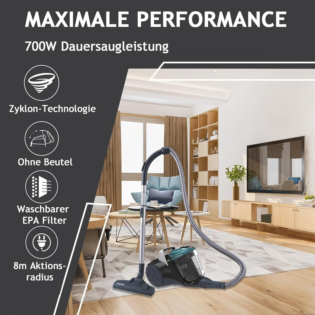 Hoover Staubsauger Tierhaare BREEZE PET mit Tier-Düse I Tierhaar-Staubsauger ohne Beutel für Hundeha