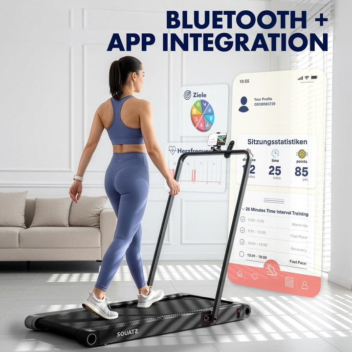SQUATZ 2-in-1 Walking Pad Laufband mit Handlauf, klappbar und platzsparend, für Zuhause und Büro, mi