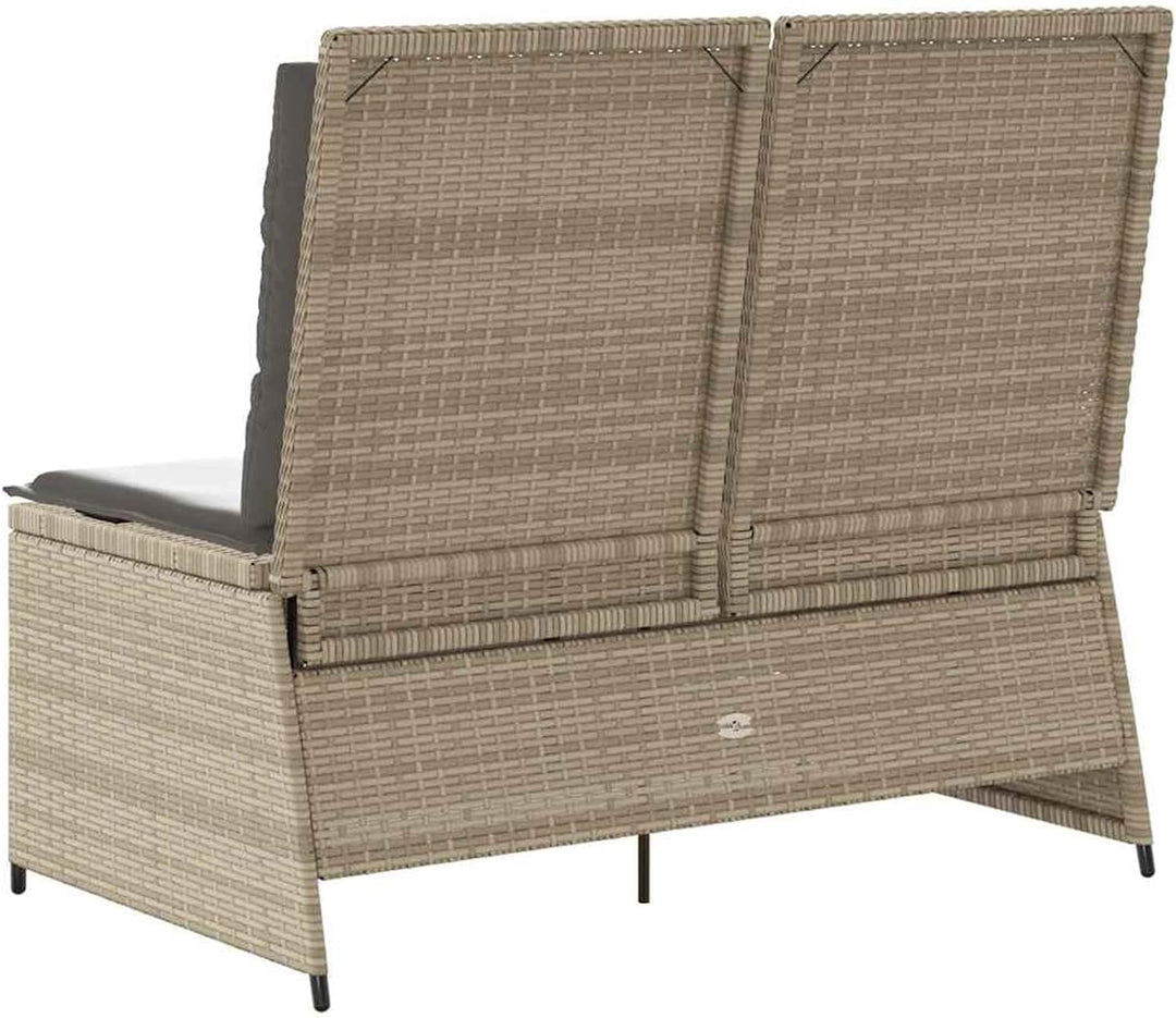 Homgoday Gartenliegebank Beige Poly-Rattan 108 cm Sitzbreite, 2-Personen, für Entspannung und Freilu