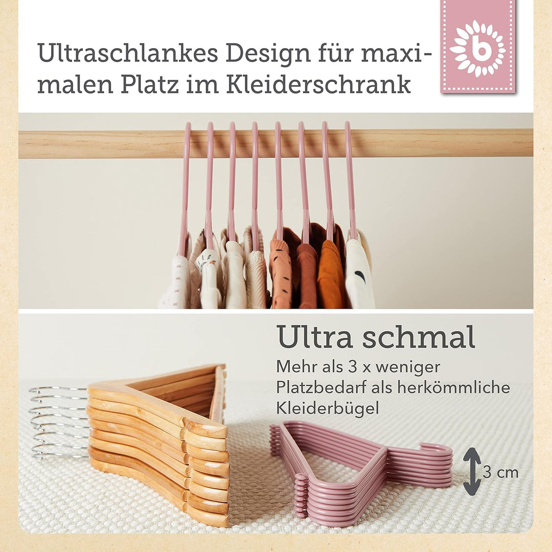 Bieco Kleiderbügel Kinder 32 St. Altrosa | Baby Kleiderbügel | Kinder Kleiderbügel | Baby Bügel Klei
