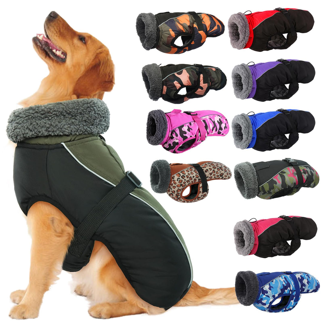 IECOii Hundemantel Winter,Warme Fleece Rollkragen Hundejacke,Wasserdicht Winterjacken Wintermäntel f