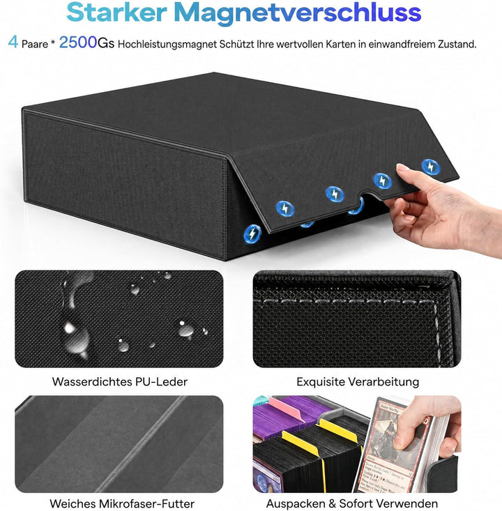 Kartenaufbewahrungsbox für Trading Cards, 2400+ MTG Commander Deck Box mit 24pcs bunten Teilern, Kar
