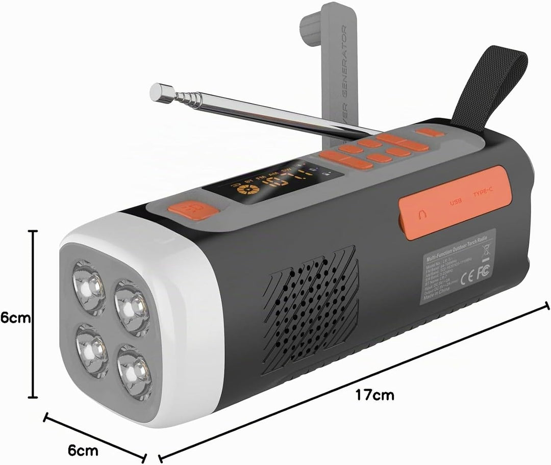 eppfun LR-7D DAB+ Notfall-Radio mit UKW/Bluetooth, tragbares Digitalradio, batteriebetrieben, mit SO