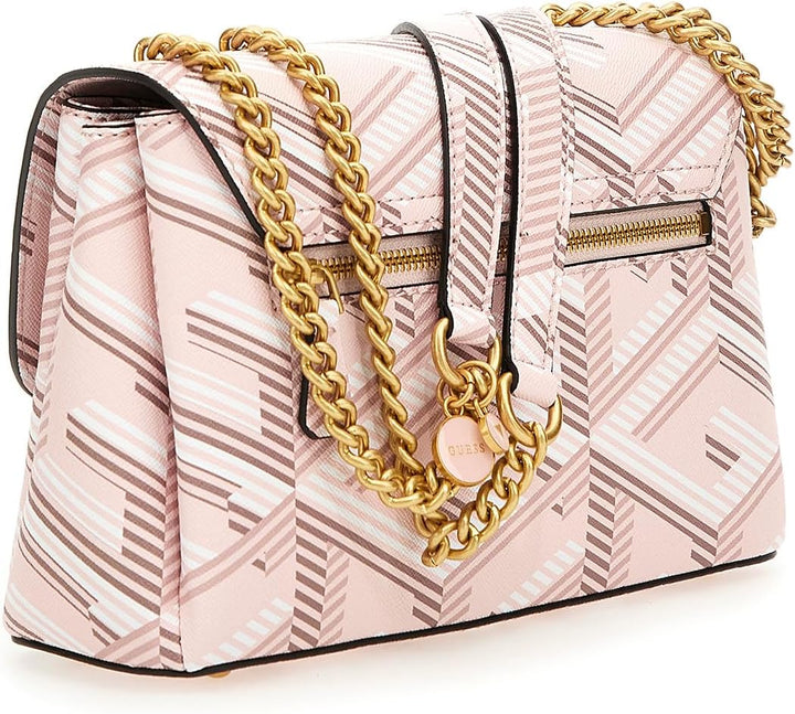 GUESS Damen Montreal Covertible Flap Umhängetasche, Crossbody Pale Rose Logo, Pale Rose Logo