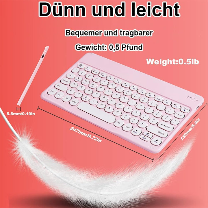 Bluetooth Tastatur Kabellos, Maus Tastatur Sets,Funktastatur Mit Maus Mini Tastatur Ultra-Dünn Wirel