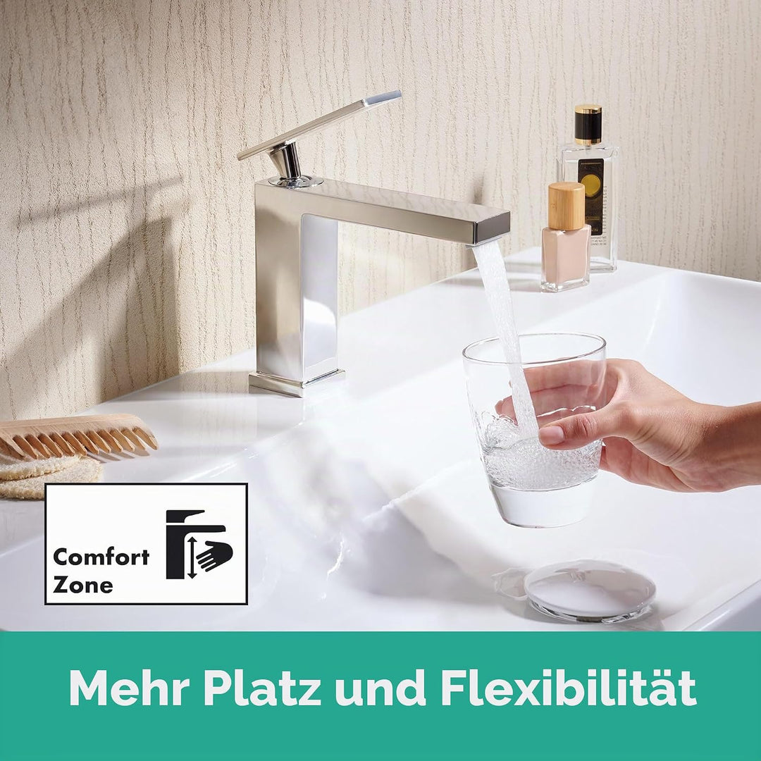 hansgrohe Tecturis E - Waschtischarmatur ohne Ablauf, Wasserhahn Bad mit Auslauf Höhe 117 mm, Mischb