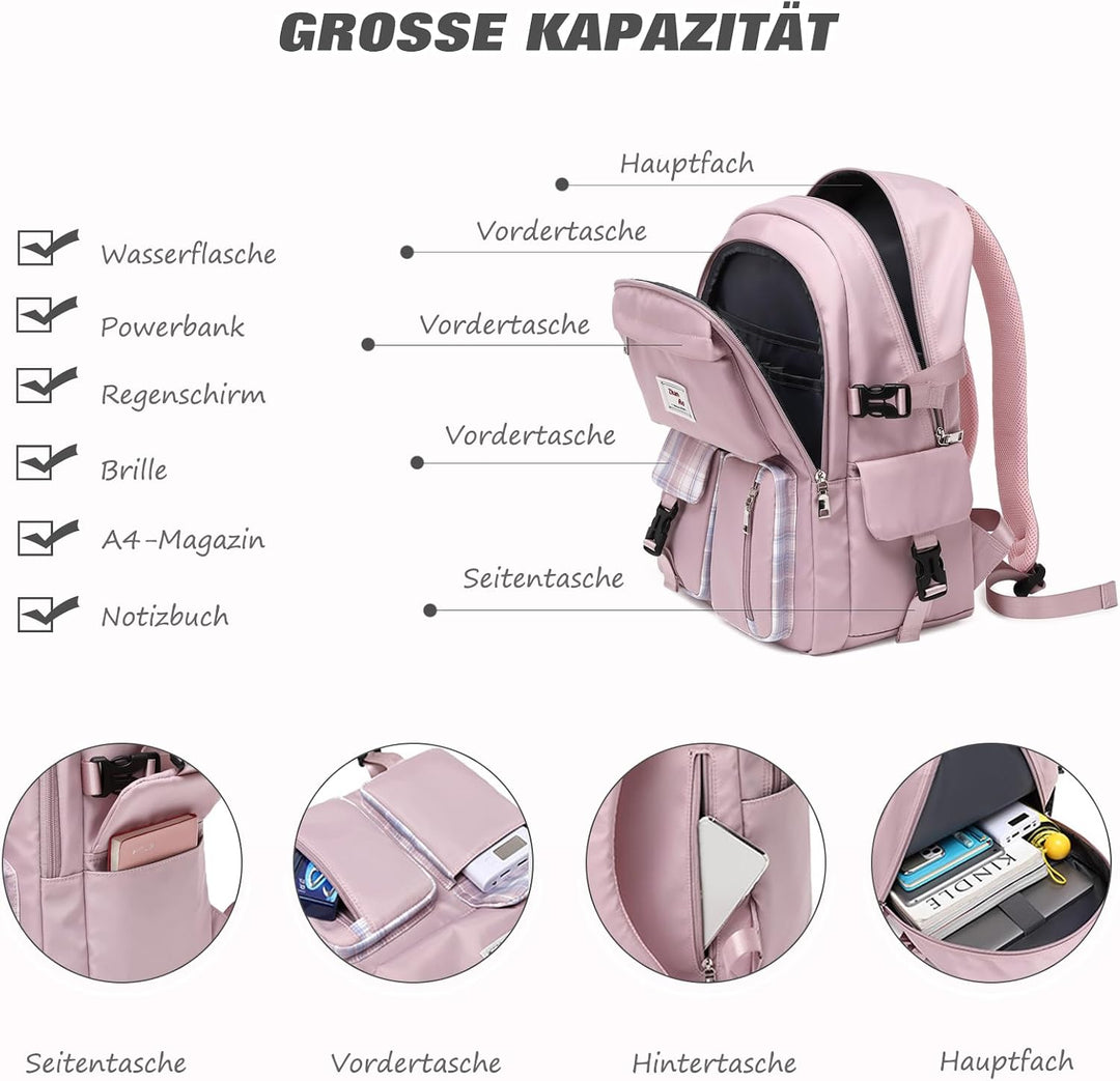 FANDARE Beiläufig Rucksack Schulrucksack Schulranzen Daypacks mit 15.6 Zoll Laptopfach Schultaschen