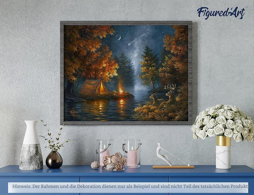Figured'Art Malen Nach Zahlen Erwachsene Mit Rahmen Zelten unter dem Sternenhimmel - Paint by Number
