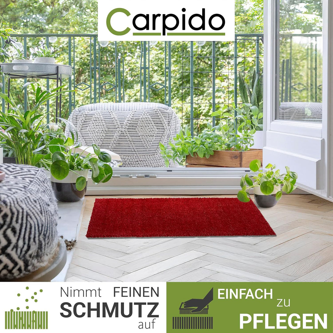 Carpido rutschfeste Kokosmatte - 40 x 60 cm Rot - Nachhaltige Naturfaser für den überdachten Aussenb